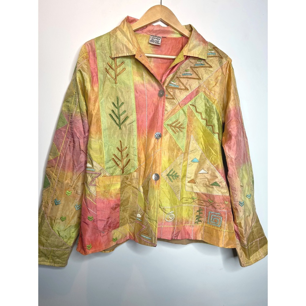 Parsley & Sage Western Boho Silk Patchwork Embroidered‎ Jacket